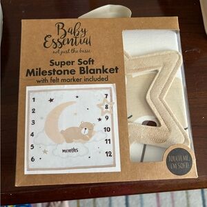 Baby Essentials Super Soft Milestone Blanket - Cream and Tan